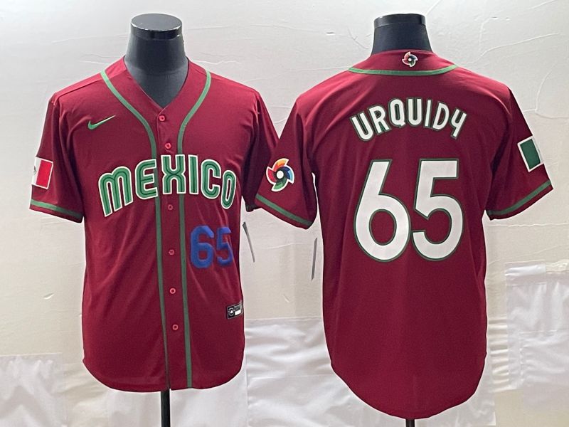 Men 2023 World Cub Mexico 65 Urquidu Red Nike MLB Jersey7